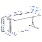 MITTZON Desk, birch veneer/white, 140x60 cm