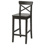 INGOLF Bar stool with backrest, brown-black, 63 cm