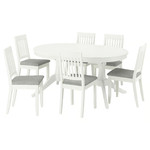 ROSENTORP / NÄSINGE Table and 6 chairs, white/Tibbleby beige-grey white, 160/215x110 cm