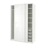 PAX / FÄRVIK Wardrobe combination, white/white glass, 150x66x236 cm