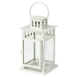 BORRBY Lantern for tealight, in/outdoor white, 20 cm