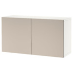 BESTÅ Shelf unit with doors, white/Lappviken light grey-beige, 120x42x64 cm