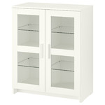 BRIMNES Cabinet with doors, glass, white, 78x95 cm