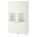 BESTÅ Storage combination w glass doors, white Sutterviken, Sindvik white clear glass, 120x42x202 cm