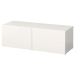 BESTÅ Shelf unit with doors, white, Selsviken high-gloss/white, 120x40x38 cm