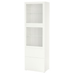 BESTÅ Storage combination w glass doors, white, Lappviken white clear glass, 60x42x192 cm