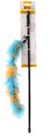 Dingo Cat Toy Fishing Rod, blue-orange feathers