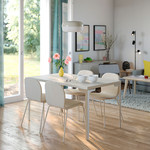 SKÅLSTA Chair, Knäbäck beige/tubular metal/light grey-beige