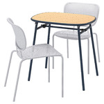 DUVSKÄR / DUVSKÄR Table and 2 chairs, outdoor black-blue/grey, 76 cm