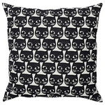GERDIE Cushion, white, black cat, 40x40 cm