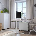 MITTZON Desk, birch veneer/white, 140x60 cm