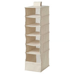 PURRPINGLA Hanging storage w 6 compartments, textile/beige, 22x34x80 cm