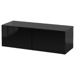 BESTÅ Shelf unit with doors, doors, black-brown, Selsviken high-gloss/black, 120x40x38 cm