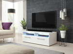 TV Bench Bonn, matt white/high-gloss white, LED