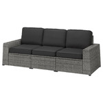 SOLLERÖN 3-seat modular sofa, outdoor, dark grey, Järpön/Duvholmen anthracite