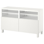 BESTÅ TV bench with doors, white/Laxviken/Stubbarp white, 120x42x74 cm