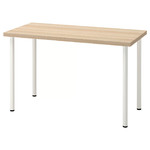 LAGKAPTEN / ADILS Desk, white stained oak effect, white, 120x60 cm