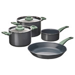 HEMLAGAD 6-piece cookware set, non-stick coating light grey-green/grey