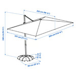 SVALÖN / IGGÖN Parasol, hanging with base, light grey-beige/dark grey, 300x200 cm