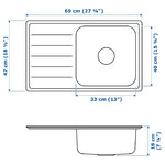 VATTUDALEN Inset sink, 1 bowl with drainboard