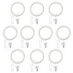 SYRLIG Curtain ring with clip and hook, white, 38 mm