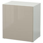 BESTÅ Shelf unit with door, white, Selsviken high-gloss/beige, 60x40x64 cm