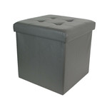 Foldable Pouffe Intesi Vels, faux leather, grey