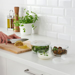 BESTÄMMA Food container with lid, set of 3, glass