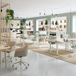 MITTZON Desk, birch veneer/white, 140x60 cm