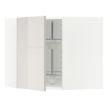 METOD Corner wall cabinet with carousel, white, Ringhult light grey, 68x60 cm
