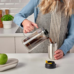 ENVÄLDIG Insulated travel mug, stainless steel/black, 35 cl