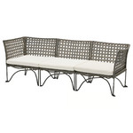 JUTHOLMEN 3-seat modular sofa, outdoor, dark grey/Kuddarna light grey-beige