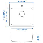 LÅNGUDDEN Inset sink, 1 bowl, stainless steel, 56x53 cm