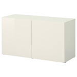 BESTÅ Shelf unit with doors, white, Selsviken high-gloss/white, 120x40x64 cm