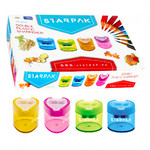 Starpak Double Plastic Pencil Sharpener Disc 24pcs, 4 Colours/2 Shapes