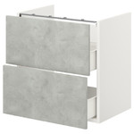 ENHET Base cb f washbasin w 2 drawers, white, concrete effect, 60x40x60 cm
