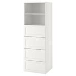 SMÅSTAD / PLATSA Bookcase, white with frame, with 4 drawers, 60x55x180 cm