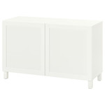 BESTÅ Storage combination with doors, white, Hanviken/Stubbarp white, 120x42x74 cm