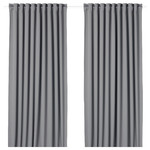 MAJGULL Block-out curtains, 1 pair, grey, 145x300 cm