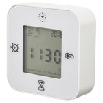 KLOCKIS Clock/thermometer/alarm/timer, white, 7x7 cm