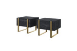 Nightstand Bedside Table Verica Set of 2, charcoal/gold legs