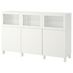 BESTÅ Storage combination with doors, white, Lappviken white, clear glass, 180x40x112 cm