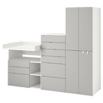 SMÅSTAD / PLATSA Storage combination, white grey/with changing table, 210x79x181 cm