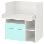 SMÅSTAD Desk, white pale turquoise, with 2 drawers, 90x79x100 cm