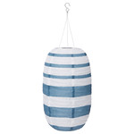 SOLVINDEN LED solar-powered pendant lamp, outdoor oval/blue stripe, 43 cm