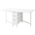 NORDEN Gateleg table, white, 26/89/152x80 cm
