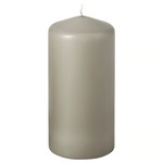 DAGLIGEN Unscented pillar candle, grey-beige, 14 cm 40 hr