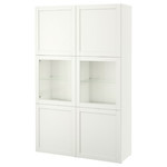 BESTÅ Storage combination w glass doors, Hanviken/Sindvik white, clear glass, 120x40x192 cm