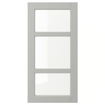 LERHYTTAN Glass door, light grey, 40x80 cm