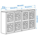 IVAR Cabinet with doors, grey-green mesh, 160x30x83 cm